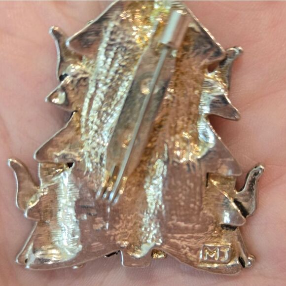 🎄🛍❤️VINTAGE Silver Angel Brooch STAMPED MJ - Picture 3 of 8